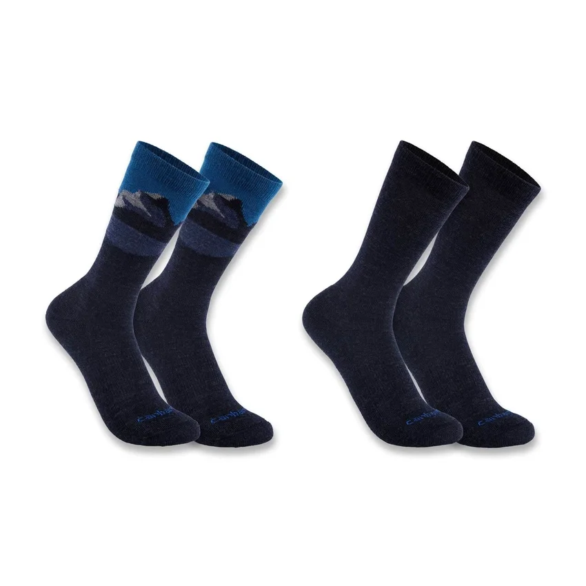 Mittelstarke Mountain-Crew-Socken aus einer Synthetik-Woll-Mischung, 2er-Pack