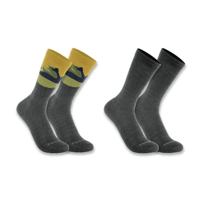 Mittelstarke Mountain-Crew-Socken aus einer Synthetik-Woll-Mischung, 2er-Pack