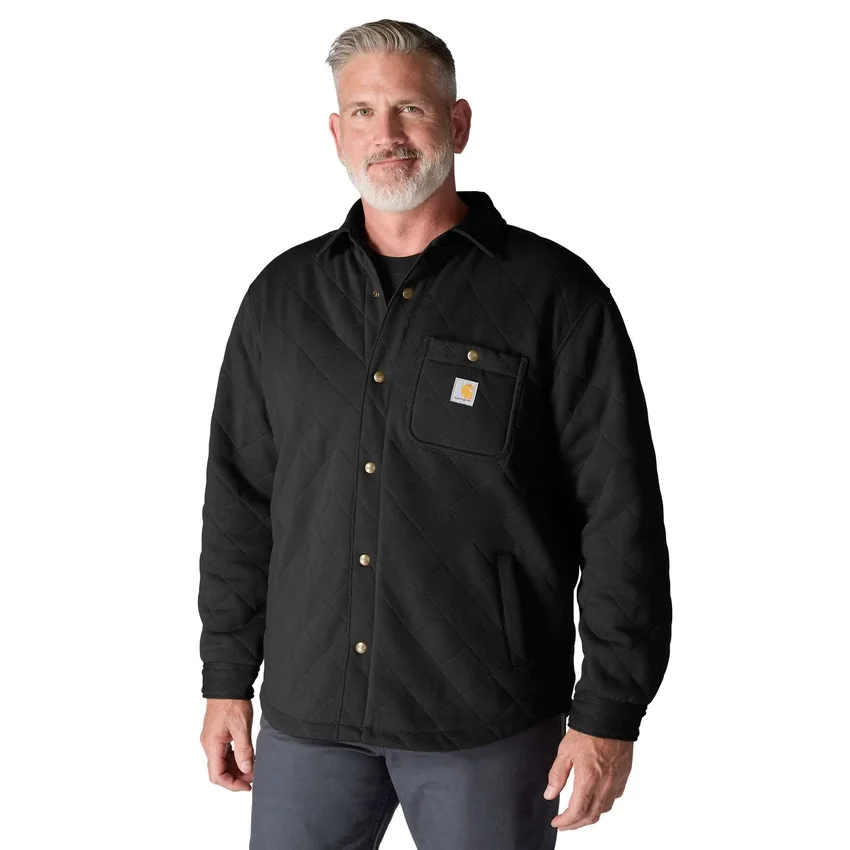 Rain Defender® locker sitzende, schwergewichtige, gesteppte Hemdjacke mit Druckknöpfen vorne