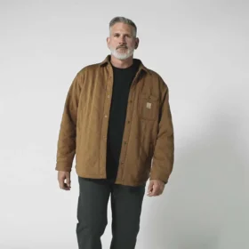 Rain Defender® locker sitzende, schwergewichtige, gesteppte Hemdjacke mit Druckknöpfen vorne