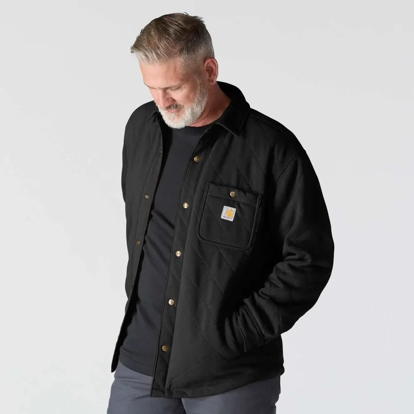 Rain Defender® locker sitzende, schwergewichtige, gesteppte Hemdjacke mit Druckknöpfen vorne