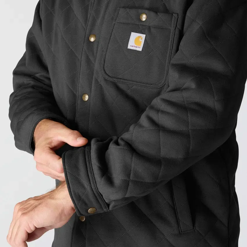 Rain Defender® locker sitzende, schwergewichtige, gesteppte Hemdjacke mit Druckknöpfen vorne