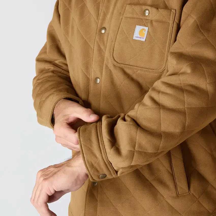 Rain Defender® locker sitzende, schwergewichtige, gesteppte Hemdjacke mit Druckknöpfen vorne