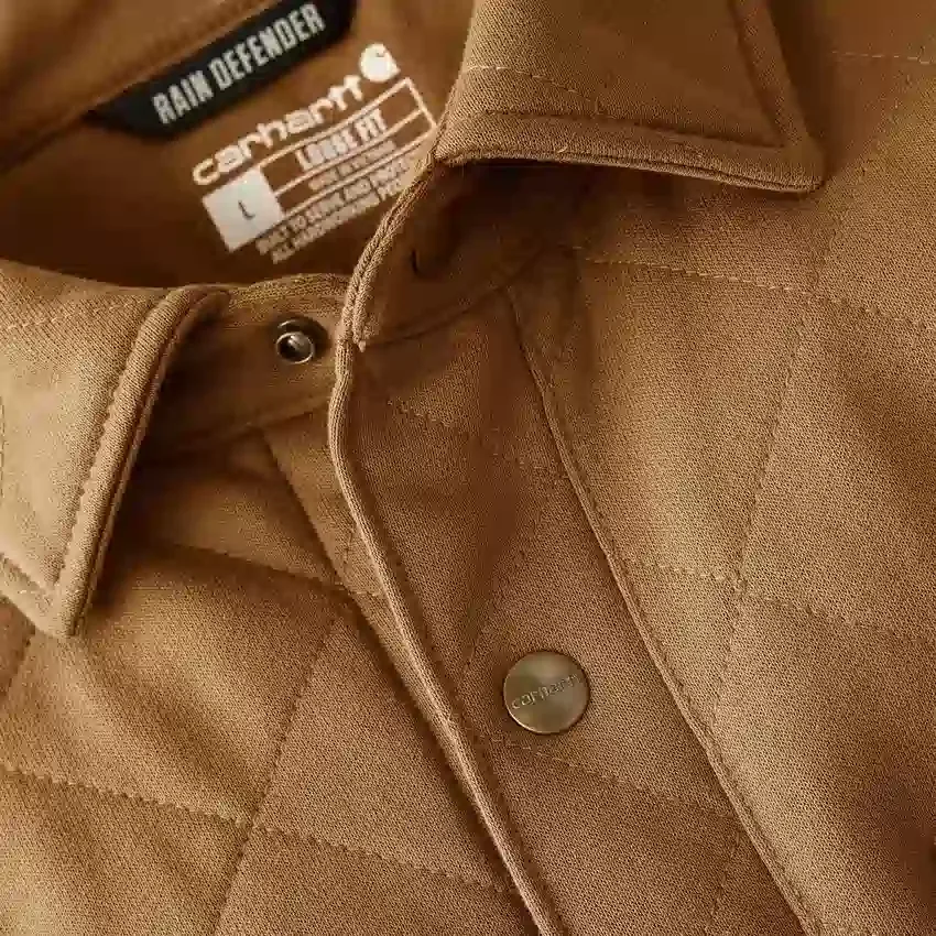 Rain Defender® locker sitzende, schwergewichtige, gesteppte Hemdjacke mit Druckknöpfen vorne