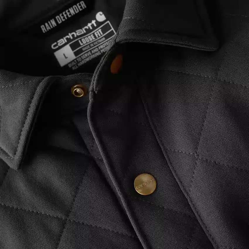 Rain Defender® locker sitzende, schwergewichtige, gesteppte Hemdjacke mit Druckknöpfen vorne