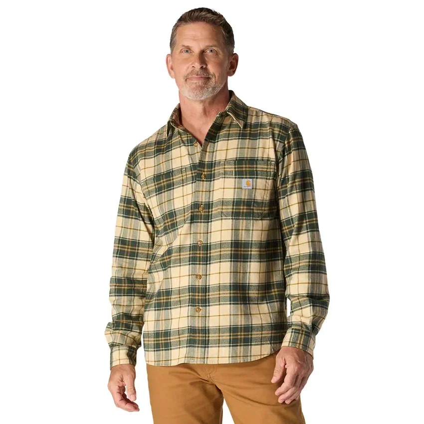 Rugged Flex™ Longsleeve-Karohemd aus mittelschwerem Flanell mit lockerem Schnitt