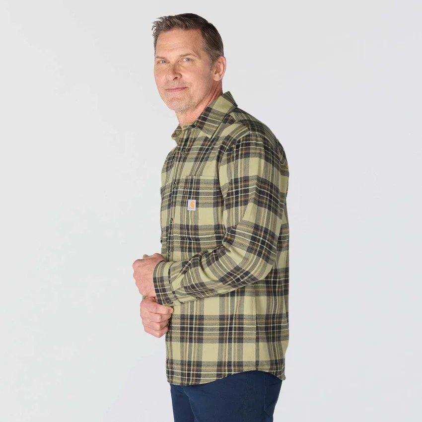 Rugged Flex™ Longsleeve-Karohemd aus mittelschwerem Flanell mit lockerem Schnitt
