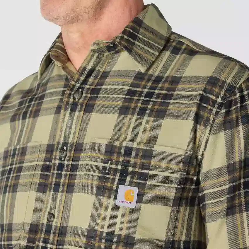 Rugged Flex™ Longsleeve-Karohemd aus mittelschwerem Flanell mit lockerem Schnitt