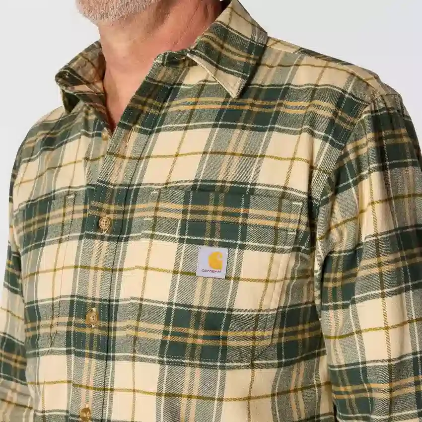 Rugged Flex™ Longsleeve-Karohemd aus mittelschwerem Flanell mit lockerem Schnitt
