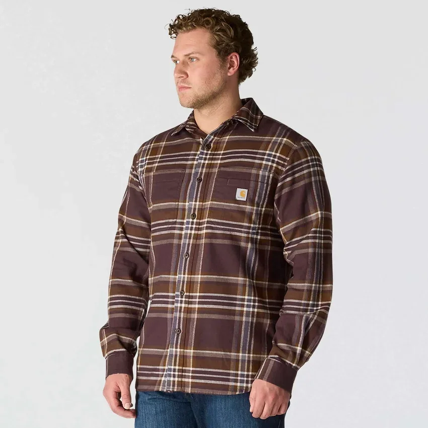 Rugged Flex™ Longsleeve-Karohemd aus mittelschwerem Flanell mit lockerem Schnitt