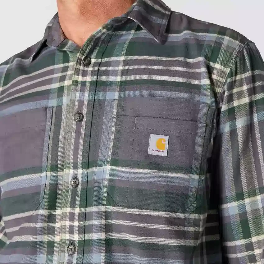 Rugged Flex™ Longsleeve-Karohemd aus mittelschwerem Flanell mit lockerem Schnitt