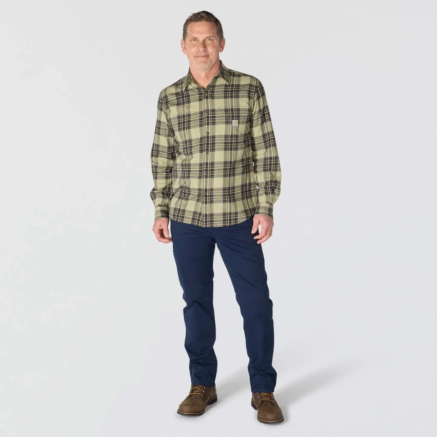 Rugged Flex™ Longsleeve-Karohemd aus mittelschwerem Flanell mit lockerem Schnitt