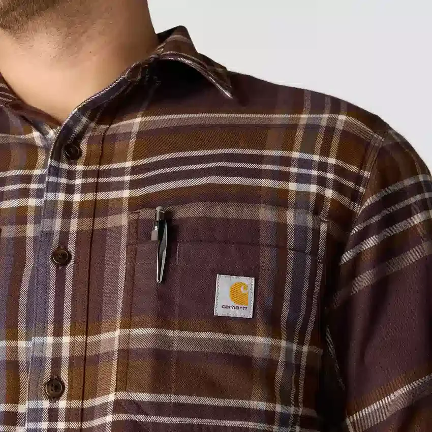 Rugged Flex™ Longsleeve-Karohemd aus mittelschwerem Flanell mit lockerem Schnitt
