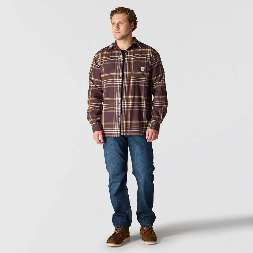 Rugged Flex™ Longsleeve-Karohemd aus mittelschwerem Flanell mit lockerem Schnitt