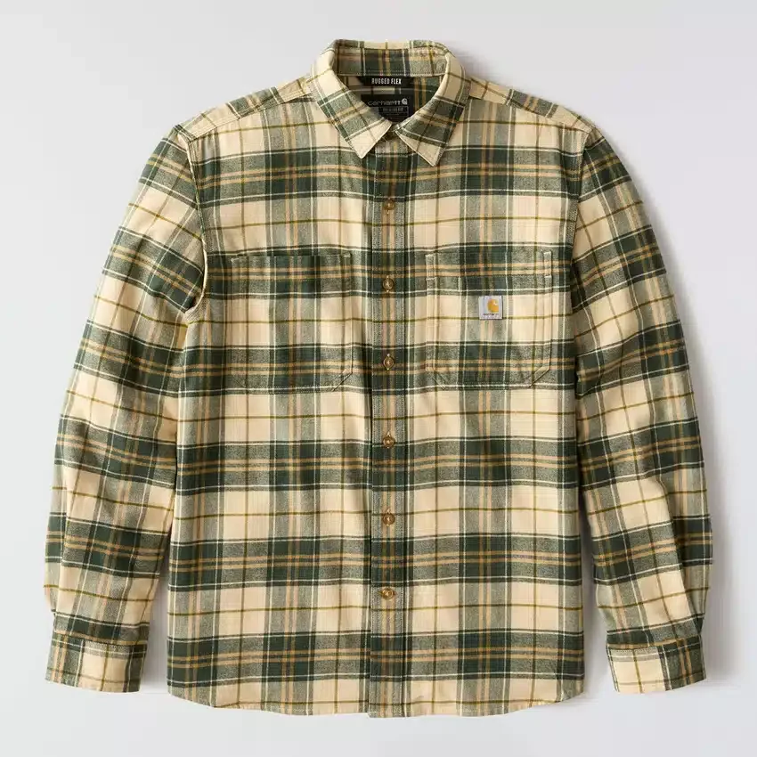 Rugged Flex™ Longsleeve-Karohemd aus mittelschwerem Flanell mit lockerem Schnitt