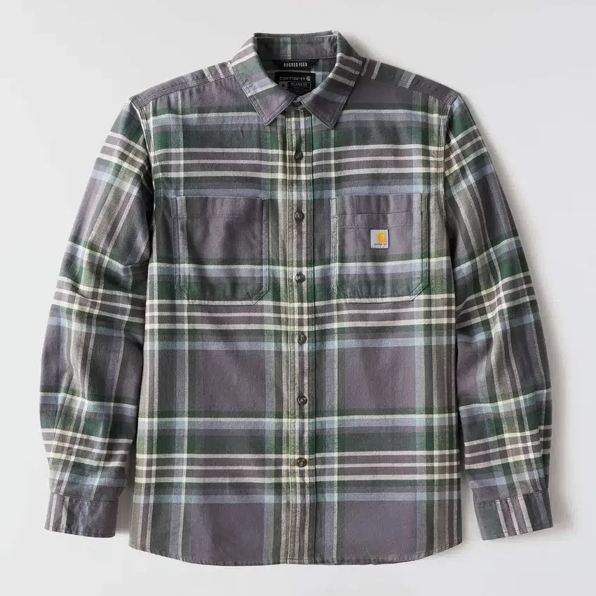 Rugged Flex™ Longsleeve-Karohemd aus mittelschwerem Flanell mit lockerem Schnitt