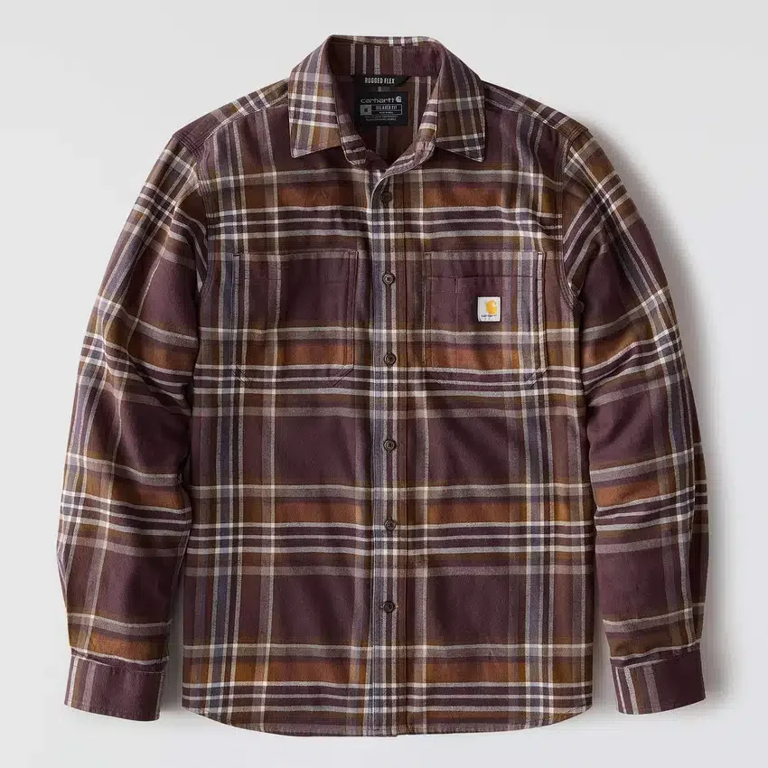 Rugged Flex™ Longsleeve-Karohemd aus mittelschwerem Flanell mit lockerem Schnitt