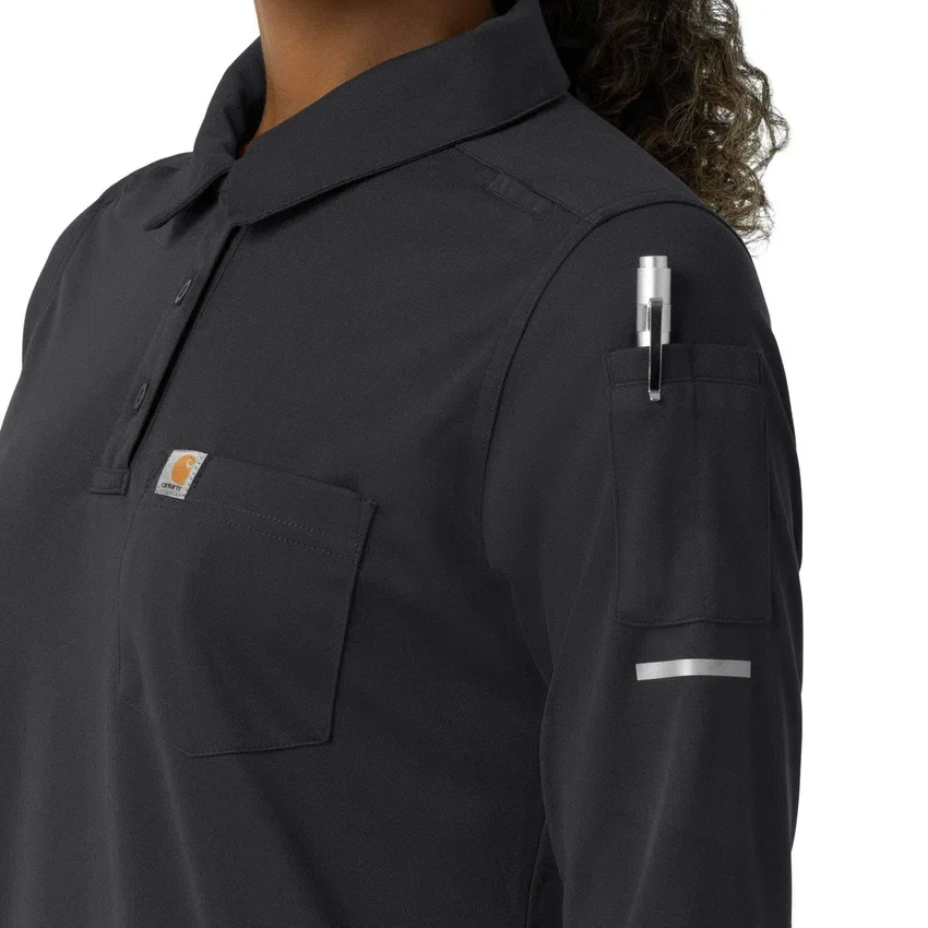 Rugged Flex® Rscu Heavyweight Langarm-Polo-Scrub-Oberteil für Damen