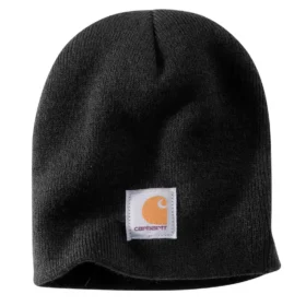 Strickmütze mit Logo-Aufnäher