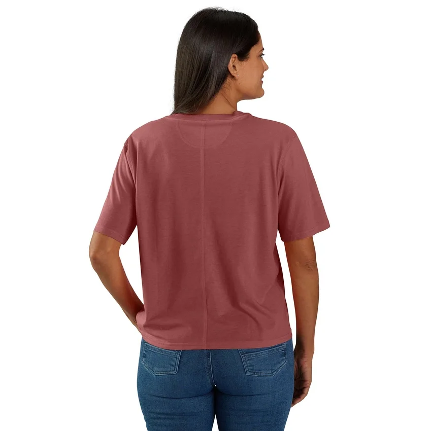 Tencel-Hemd für Damen, locker sitzend, leicht, mit Rundhalsausschnitt und Tasche