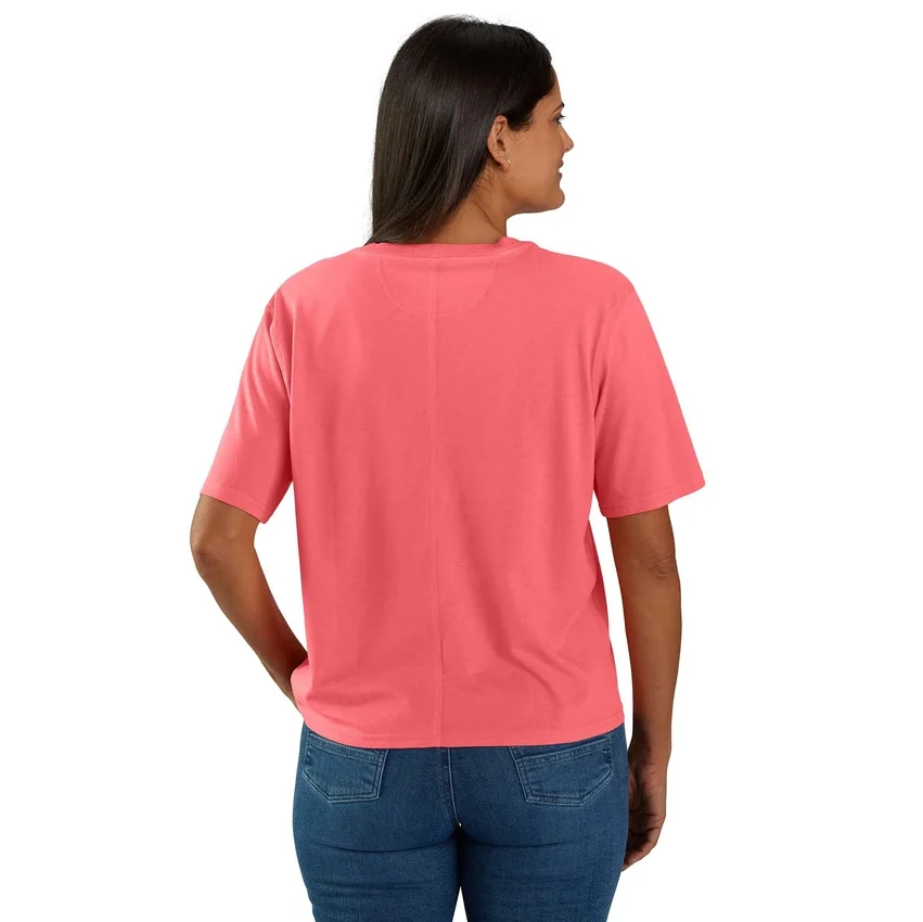 Tencel-Hemd für Damen, locker sitzend, leicht, mit Rundhalsausschnitt und Tasche