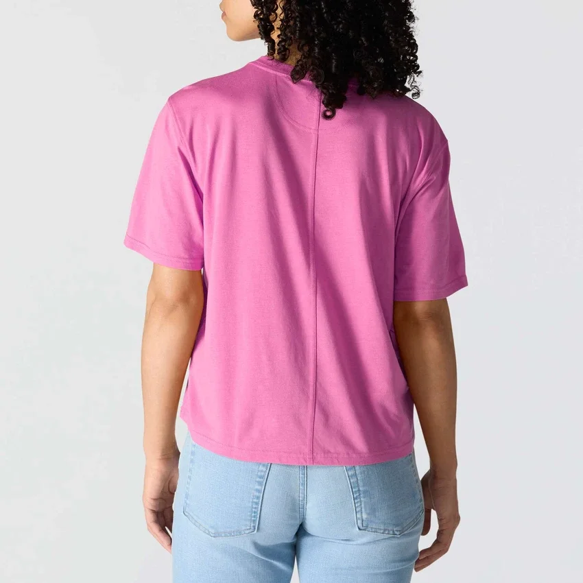 Tencel-Hemd für Damen, locker sitzend, leicht, mit Rundhalsausschnitt und Tasche