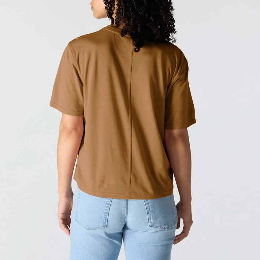 Tencel-Hemd für Damen, locker sitzend, leicht, mit Rundhalsausschnitt und Tasche