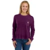 Tencel-Hemd für Damen, lockere Passform, lange Armlinge, Rundhalsausschnitt und Tasche