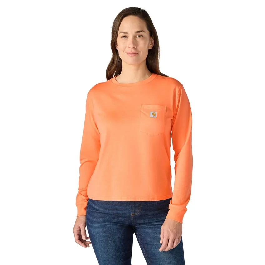 Tencel-Hemd für Damen, lockere Passform, lange Armlinge, Rundhalsausschnitt und Tasche