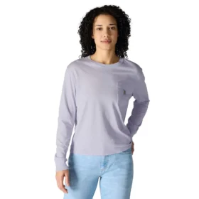 Tencel-Hemd für Damen, lockere Passform, lange Armlinge, Rundhalsausschnitt und Tasche