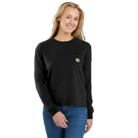 Tencel-Hemd für Damen, lockere Passform, lange Armlinge, Rundhalsausschnitt und Tasche