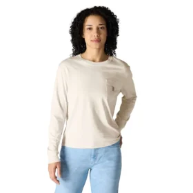 Tencel-Hemd für Damen, lockere Passform, lange Armlinge, Rundhalsausschnitt und Tasche