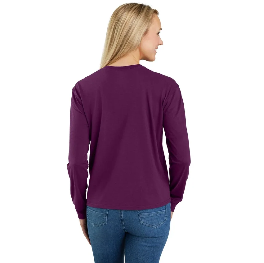 Tencel-Hemd für Damen, lockere Passform, lange Armlinge, Rundhalsausschnitt und Tasche