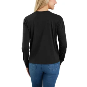Tencel-Hemd für Damen, lockere Passform, lange Armlinge, Rundhalsausschnitt und Tasche