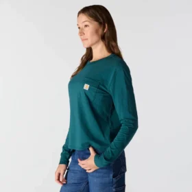 Tencel-Hemd für Damen, lockere Passform, lange Armlinge, Rundhalsausschnitt und Tasche