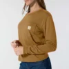 Tencel-Hemd für Damen, lockere Passform, lange Armlinge, Rundhalsausschnitt und Tasche