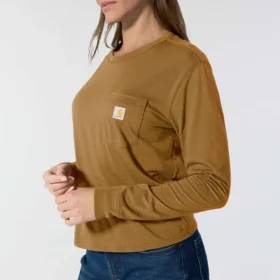 Tencel-Hemd für Damen, lockere Passform, lange Armlinge, Rundhalsausschnitt und Tasche