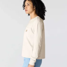 Tencel-Hemd für Damen, lockere Passform, lange Armlinge, Rundhalsausschnitt und Tasche