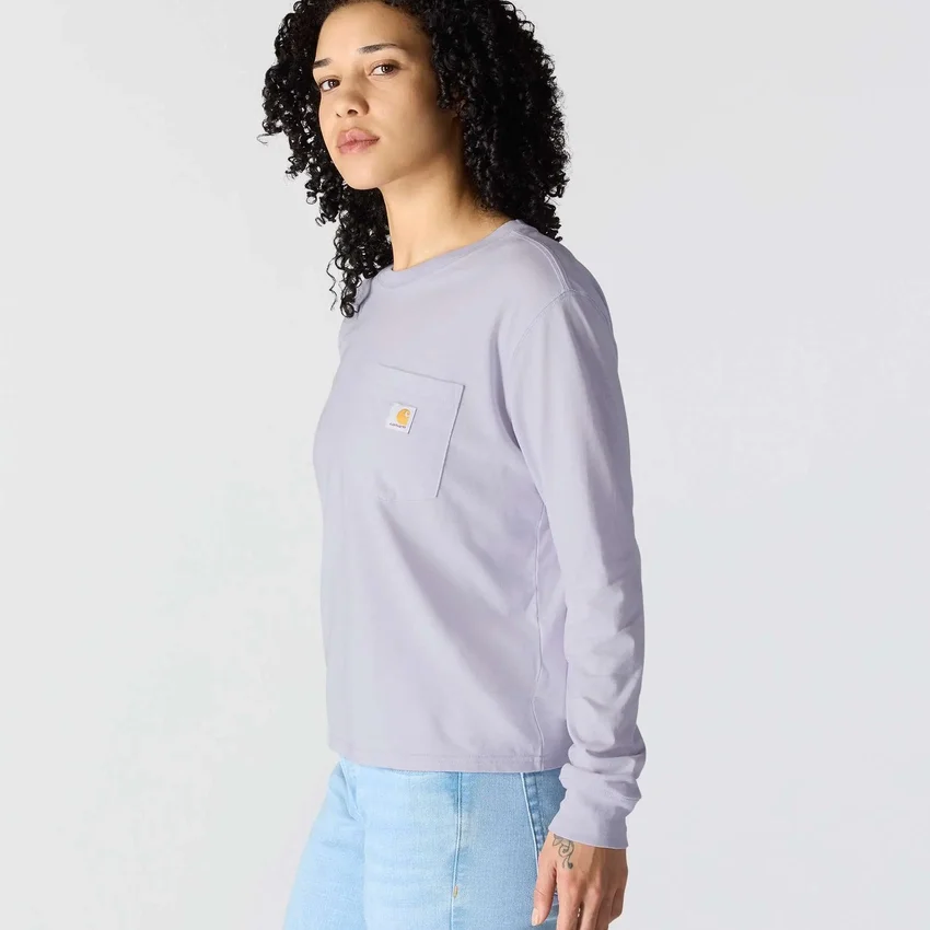 Tencel-Hemd für Damen, lockere Passform, lange Armlinge, Rundhalsausschnitt und Tasche