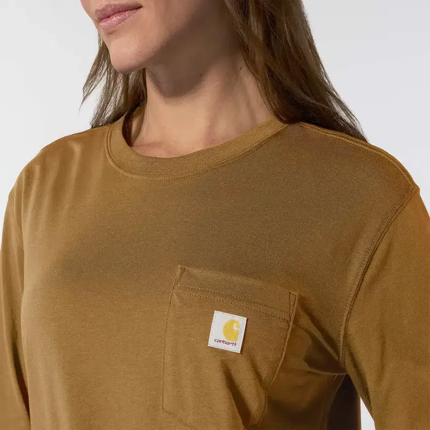 Tencel-Hemd für Damen, lockere Passform, lange Armlinge, Rundhalsausschnitt und Tasche