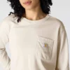 Tencel-Hemd für Damen, lockere Passform, lange Armlinge, Rundhalsausschnitt und Tasche