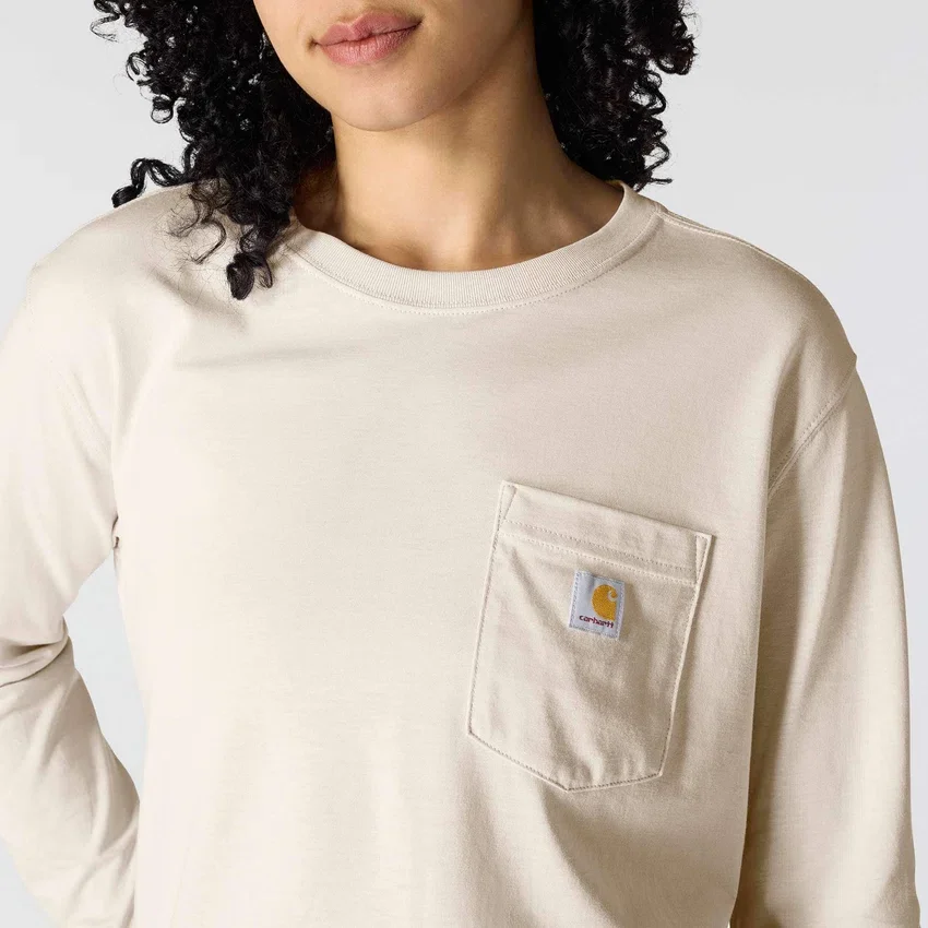 Tencel-Hemd für Damen, lockere Passform, lange Armlinge, Rundhalsausschnitt und Tasche