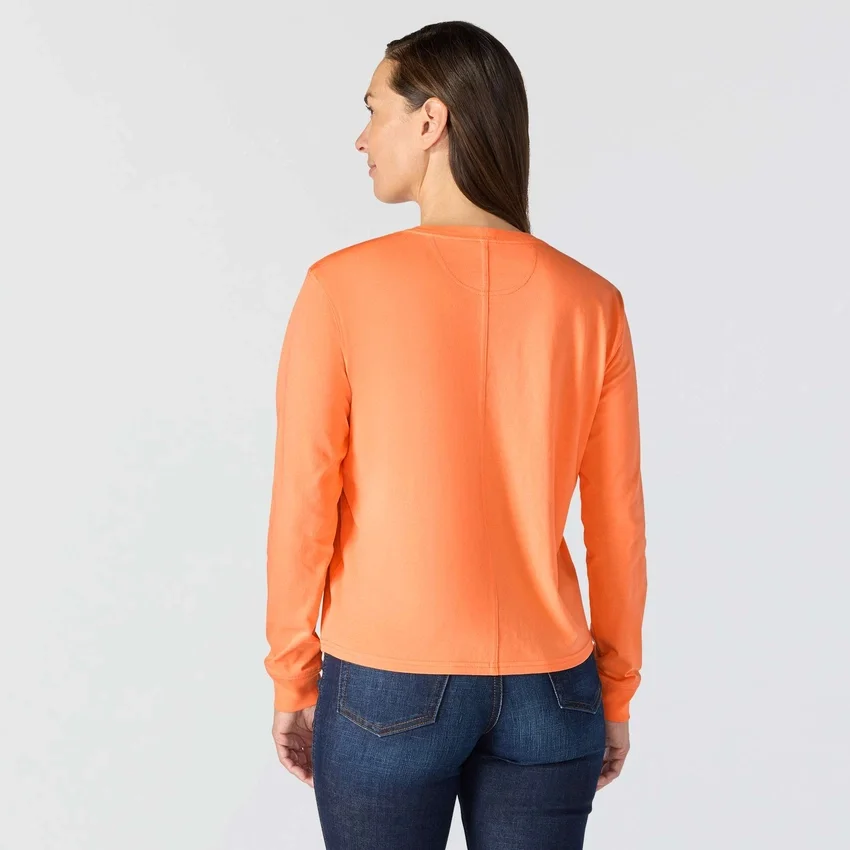 Tencel-Hemd für Damen, lockere Passform, lange Armlinge, Rundhalsausschnitt und Tasche