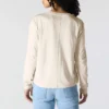 Tencel-Hemd für Damen, lockere Passform, lange Armlinge, Rundhalsausschnitt und Tasche