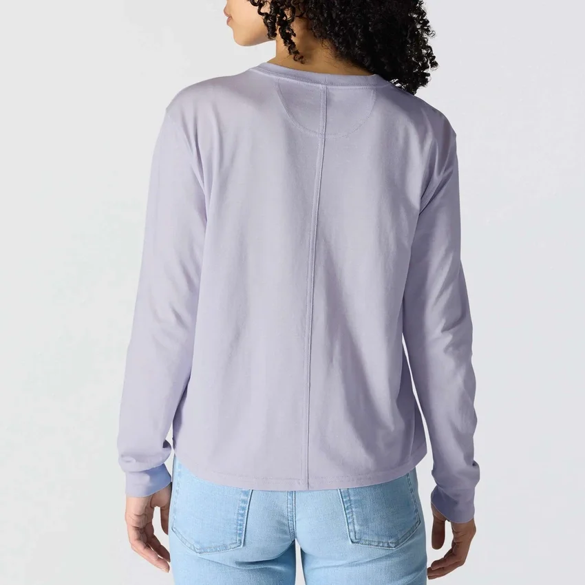 Tencel-Hemd für Damen, lockere Passform, lange Armlinge, Rundhalsausschnitt und Tasche