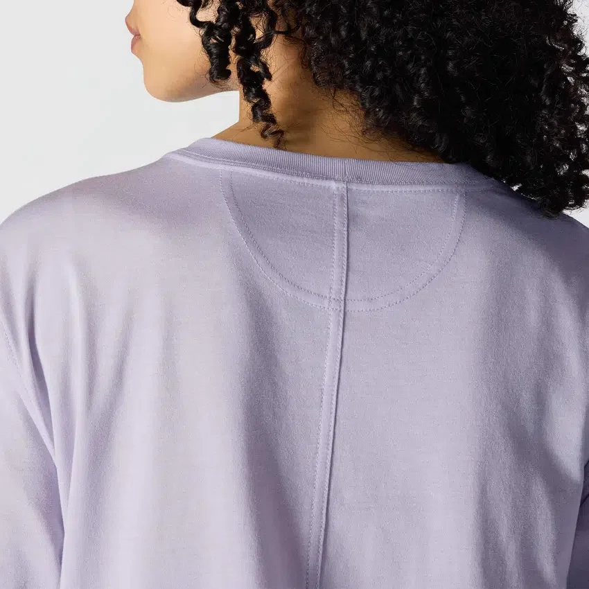 Tencel-Hemd für Damen, lockere Passform, lange Armlinge, Rundhalsausschnitt und Tasche