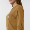 Tencel-Hemd für Damen, lockere Passform, lange Armlinge, Rundhalsausschnitt und Tasche