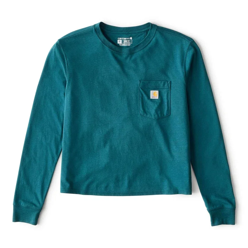 Tencel-Hemd für Damen, lockere Passform, lange Armlinge, Rundhalsausschnitt und Tasche