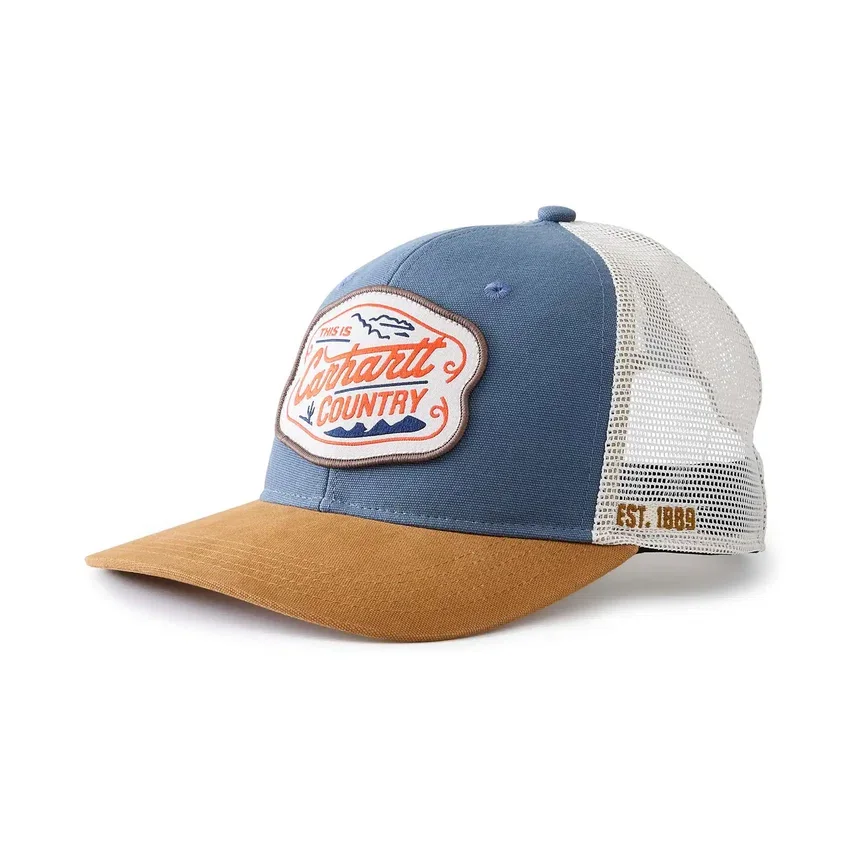 Trucker-Cap aus Canvas mit Mesh-Rückseite und Country-Grafik