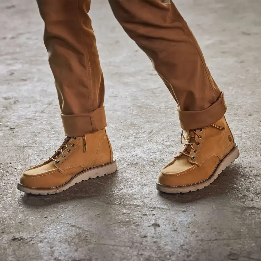 Wasserdichter 6"-Moc-Arbeitsstiefel mit Stahlkappe und Keilabsatz für Damen